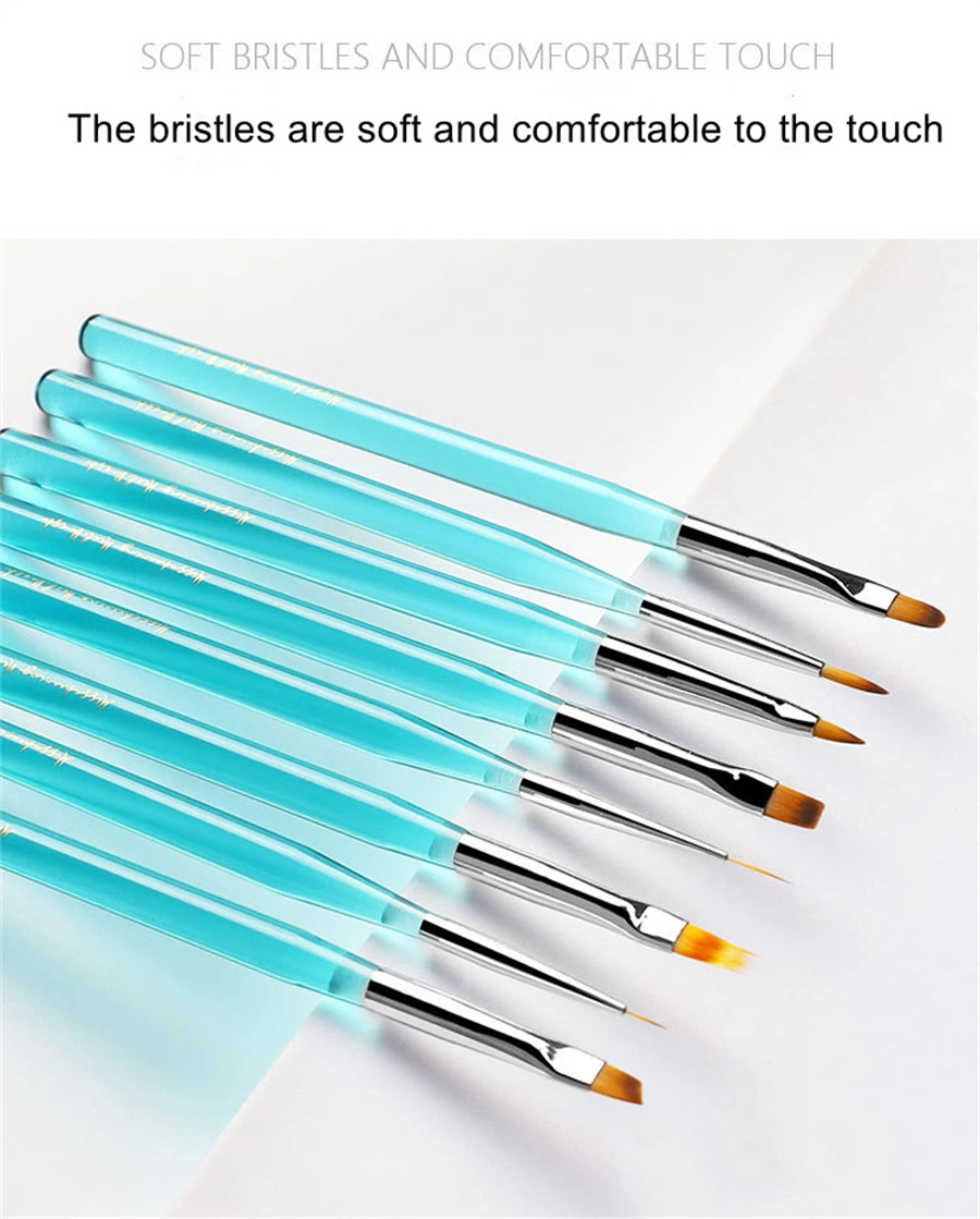 Wholesale New Nail Art Brush Ocean Blue Rod Pull Hook Crystal Pen Light Therapy Nail Pen