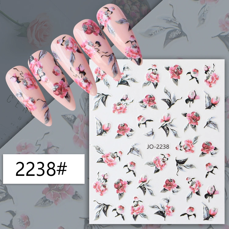 Floral Butterfly Adhesive Leaves Spring Summer Flowers Nail Stickers for Acrylic Nails Tips