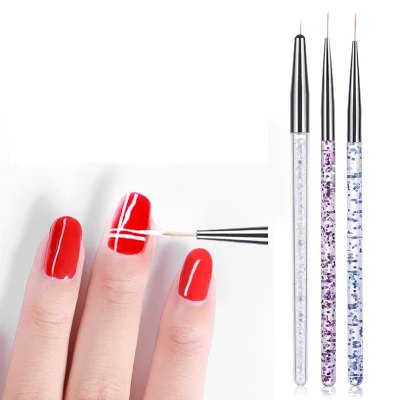 3 pezzi/set set di pennelli per liner in acrilico con strisce francesi per nail art, punte 3D per manicure ultra