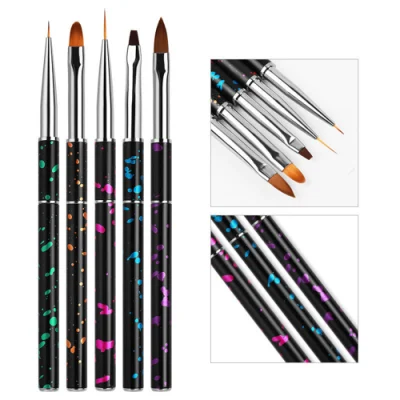 Commercio all'ingrosso 5 confezioni di penne per unghie dipinte Design Art Painting Nail Art Pennello Punta di cristallo Pen