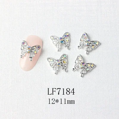 Decorazione per unghie in lega con farfalla, oro, argento, glitter 3D, farfalla volante, gioielli, decorazione con ciondolo per unghie